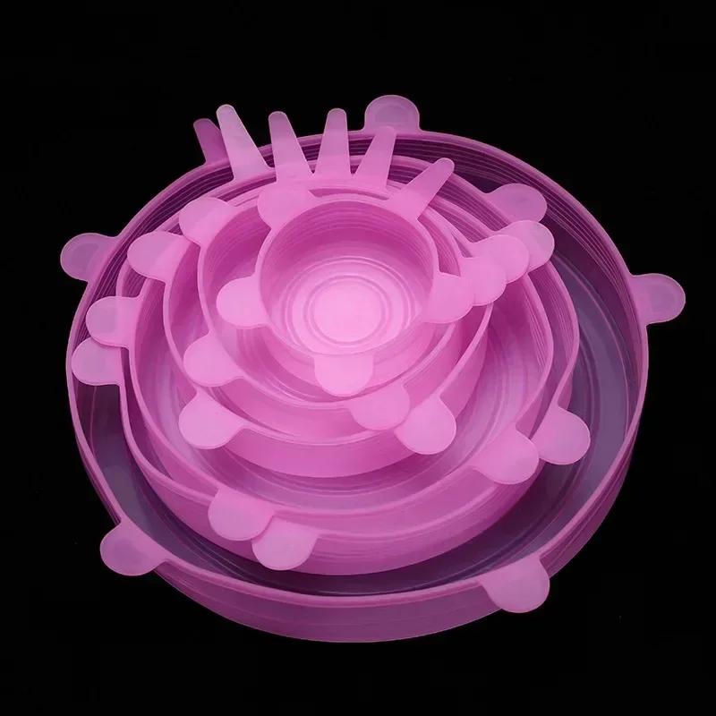Adjustable Elastic Silicone Lid For Kitchen Accessory Food Storage Container Sealing Food Packaging Lid Accessories. Home Cover