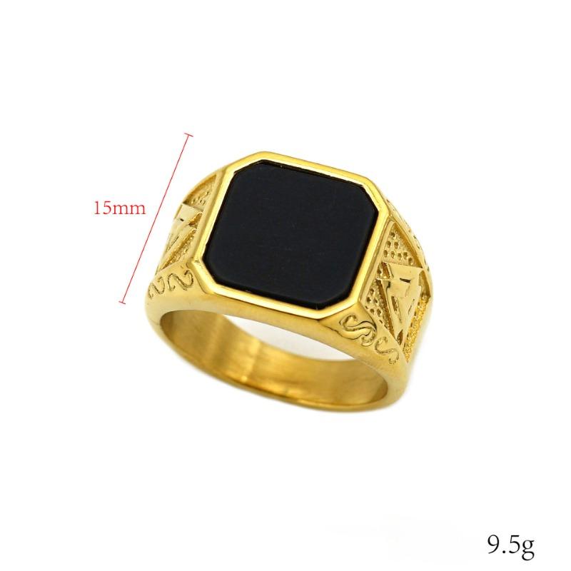 Vintage Viking Titanium Steel Ring for Men Fashion Personality Domineering Rune Set Natural Zirconia Ring Gold Luxury Male Hip Hop Jewellery