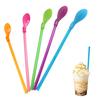 10 шт. 2 в 1 ложки для соломинок, многоразовые коктейльные трубочки для молочных коктейлей, ложка для смузи, съемная ложка для фруктовых пюре, густых напитков, кофе, мороженого