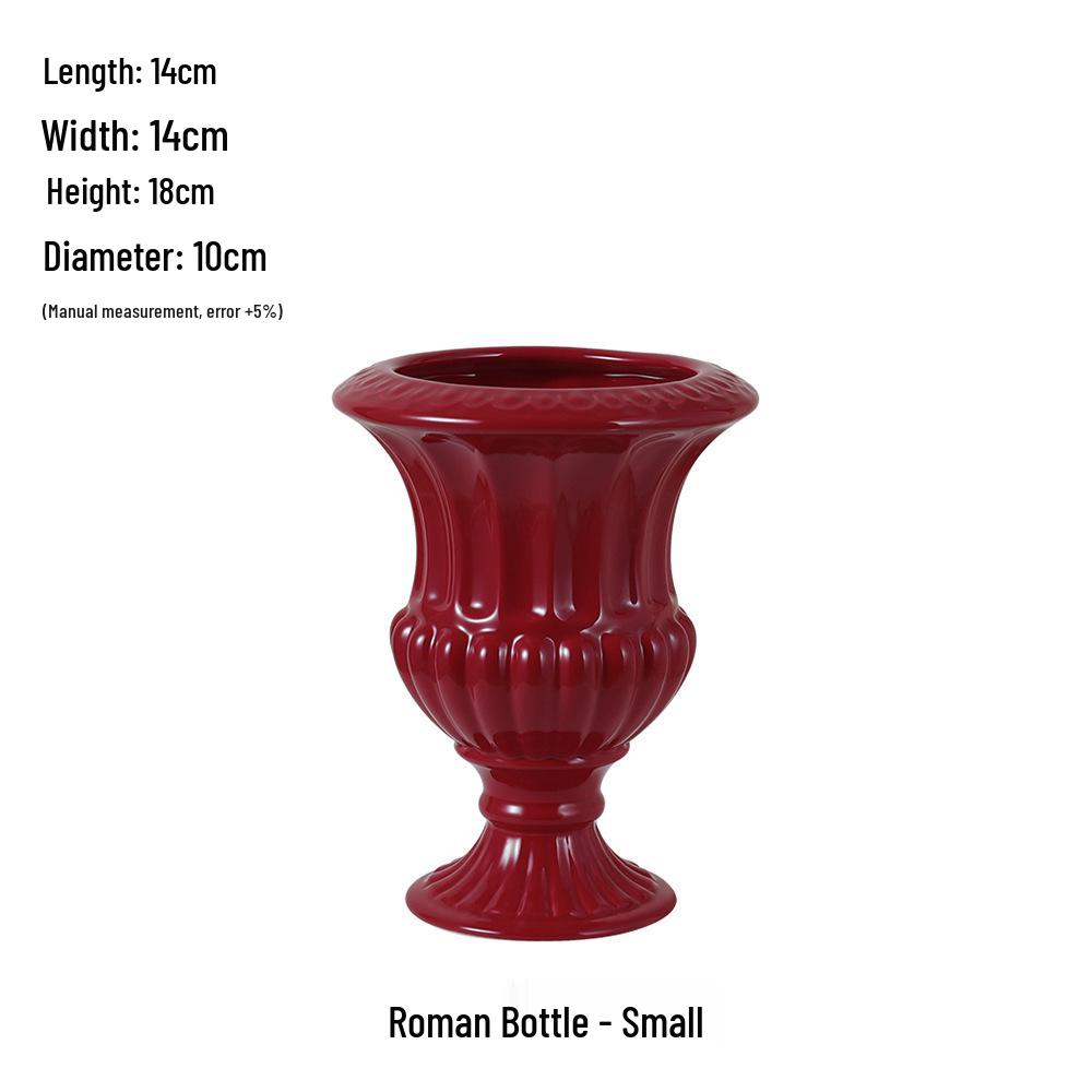 Китайская красная керамическая ваза середины века - Новогоднее специальное украшение для гостиной или свадебные композиции из шелковых цветов