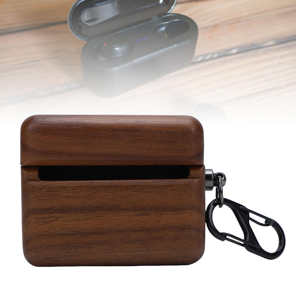 Protective Cover Fit for   Pi8 Wireless   Earbuds Charging Case Hand Polished   Earphone Case Walnut Wood Cover