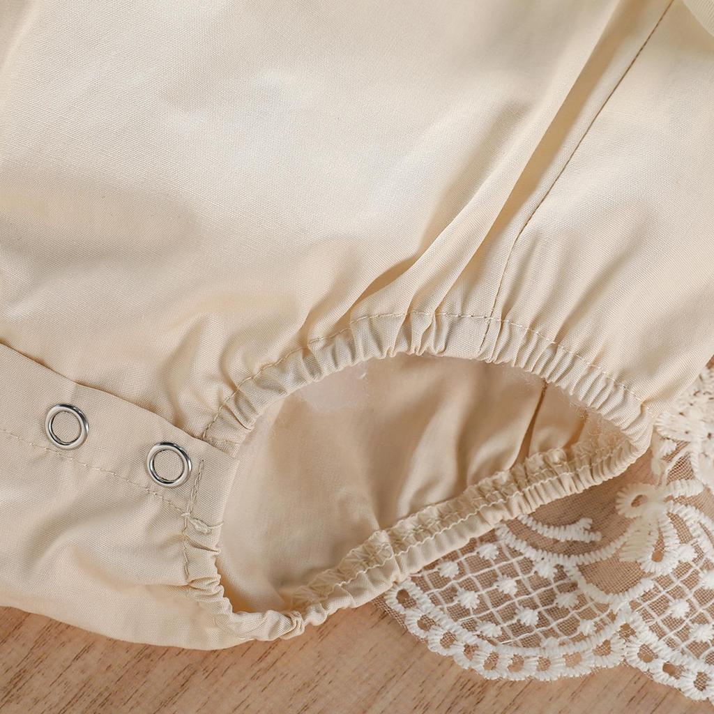 Baby Girls Summer Romper, Plain Floral Lace Embroidery Skirt Layered Adjustable Straps One-Piece, Snap Triangle-Bottom Jumpsuit