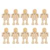 10PCS Unfinished Wooden Robot Wood People Shapes Figures for DIY Painting Arts Crafts
