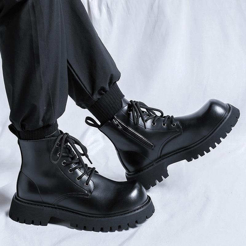 Новые осенние и зимние мужские ботинки Модный минималистичный британский стиль Уличный мотоцикл Повседневный офис Теплая обувь для молодежи