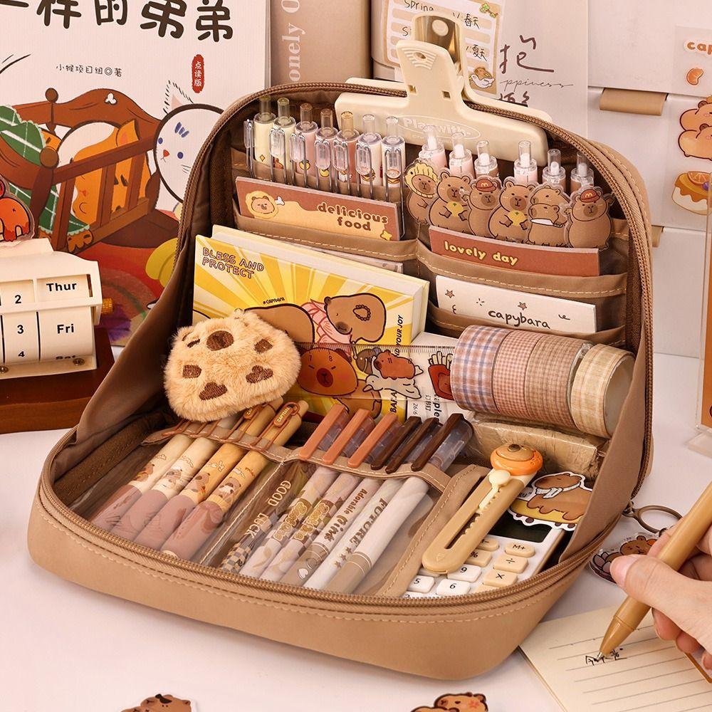 90 Degree Large Opening Pen Bag 12-Layer Stationery Bag Multifunctional Pencil Case  Gift