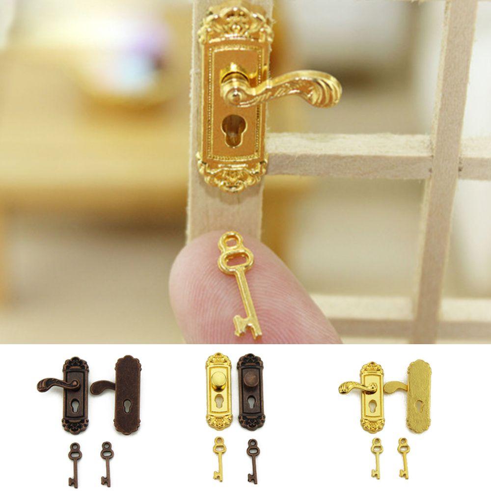 1pc Funny Retro Vintage Mini 1/12 Dollhouse Miniature Key Door Lock