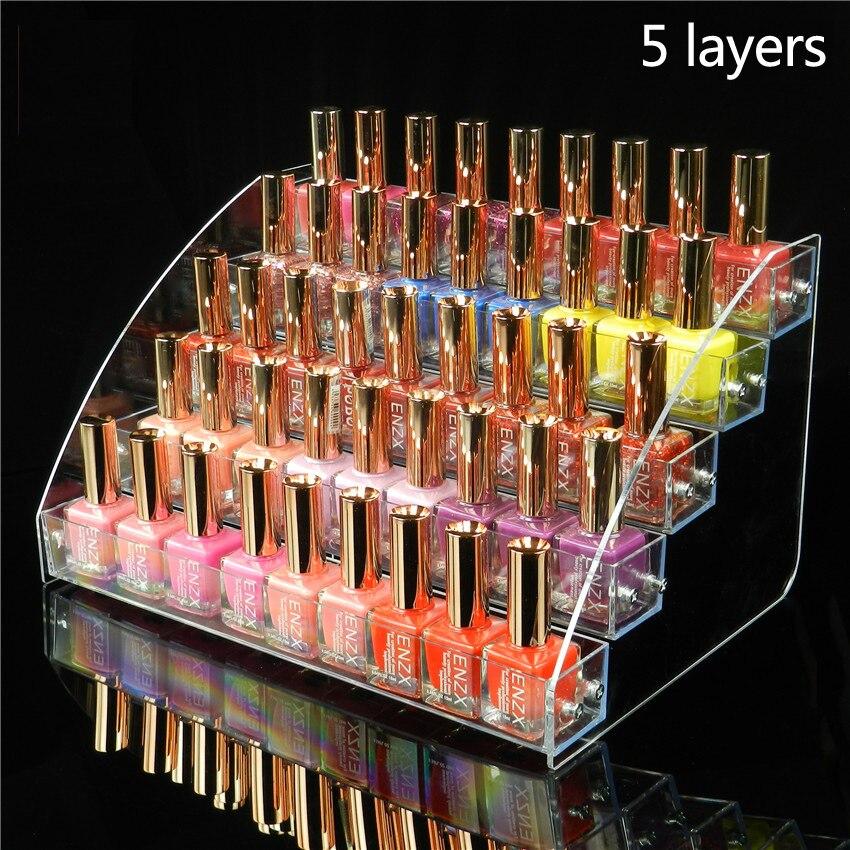 2/3/45/6/7 Layers Acrylic Nail Polish Display Organizer Shelf Clear Cosmetic Display Rack Holder Frame Jewelry Stand Storage Box