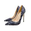 New Fashion Snake Skin Pattern Celebrity High Heel Shoes Pointed Thin Heel Shallow Mouth Single Shoe Women's Shoe