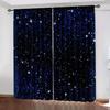 3D 2pcs Galaxy Shining Stars Curtains,Rod Pocket Outer Space Starry Sky Star Printed Curtains,Window Drapes For Living Room Kitc