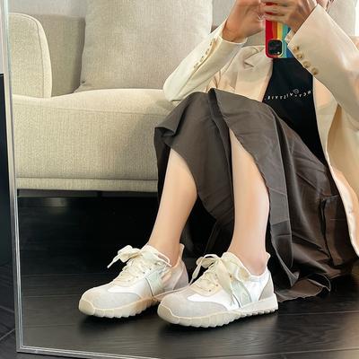 Studiolee Балетные туфли с мягкой подошвой, комбинированные из сатина, универсальная спортивная повседневная обувь, маленькие белые туфли