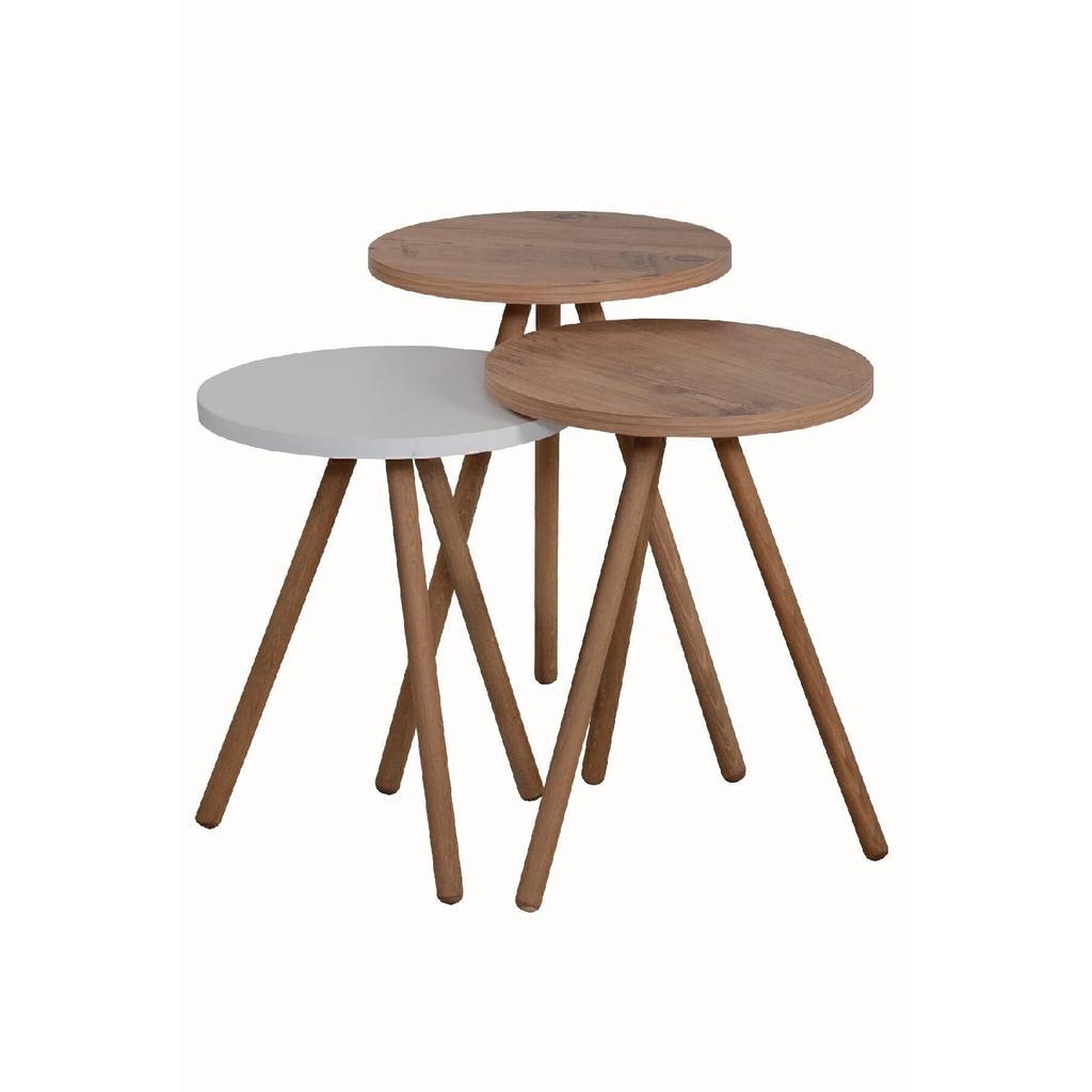 Журнальный столик Nesting на деревянных ножках из атлантической сосны и белого цвета