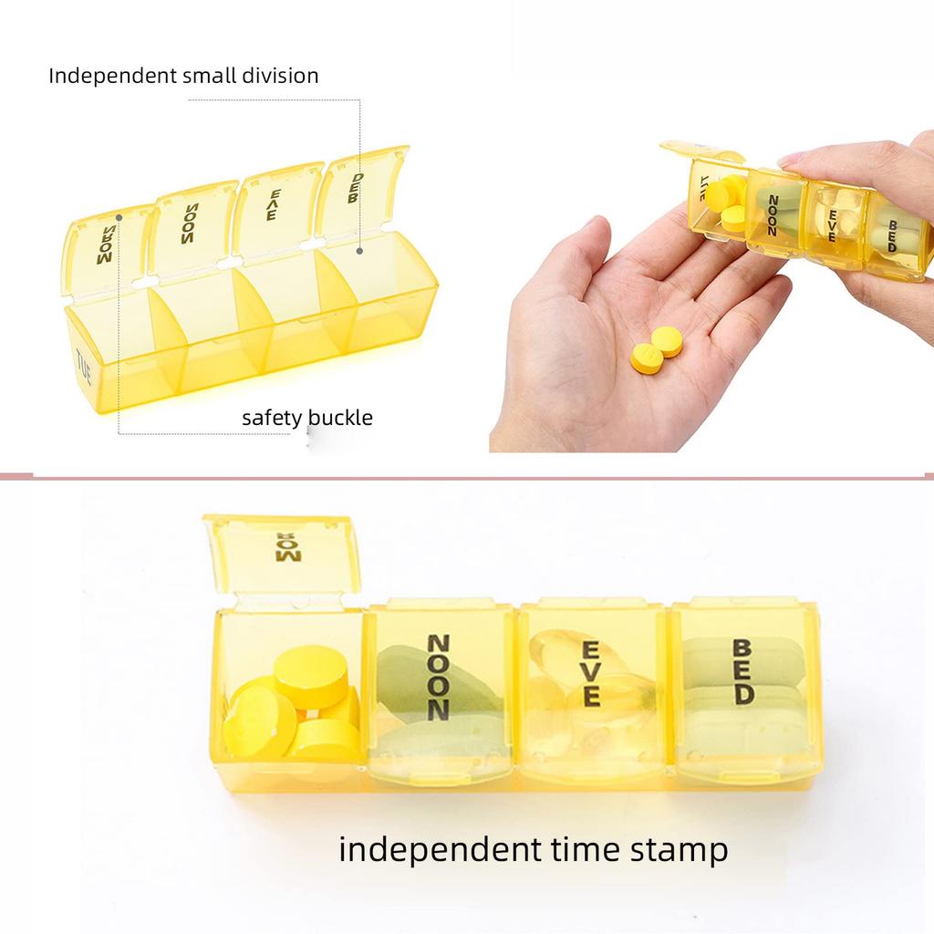 Uooker Pill Box 7 Day Pill Organizer Rainbow Portable Travel Pop Up Pill Dispenser Box Weekly Medicine Storage Box Container