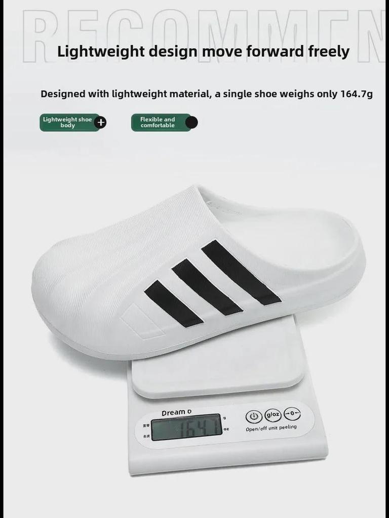 Unisex Black and White Slip-On Shell Toe Slippers with Thick and Light Soles - Campus Trend All-Match.