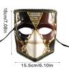 Artisanal Full Face Carnivals Masquerade Mask Men's Lace Trim Venetian Phantom Look Eyemask with Ribbon for Festivities