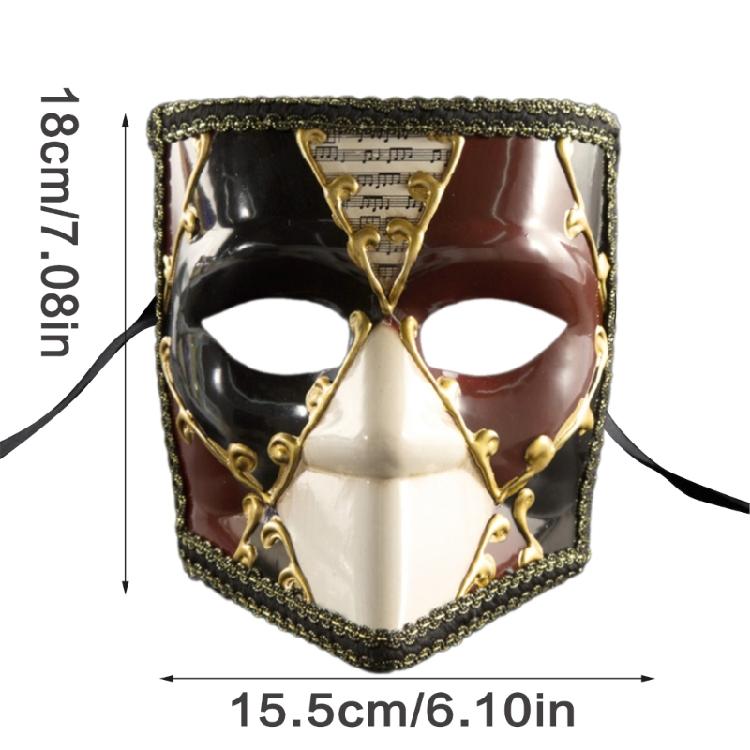 Artisanal Full Face Carnivals Masquerade Mask Men's Lace Trim Venetian Phantom Look Eyemask with Ribbon for Festivities