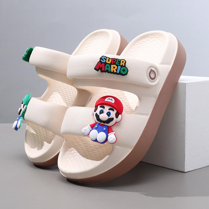 Stylish Mario Kids Sandals Summer Indoor Slip On Shoes For Boys Fashionable Beach Footwear