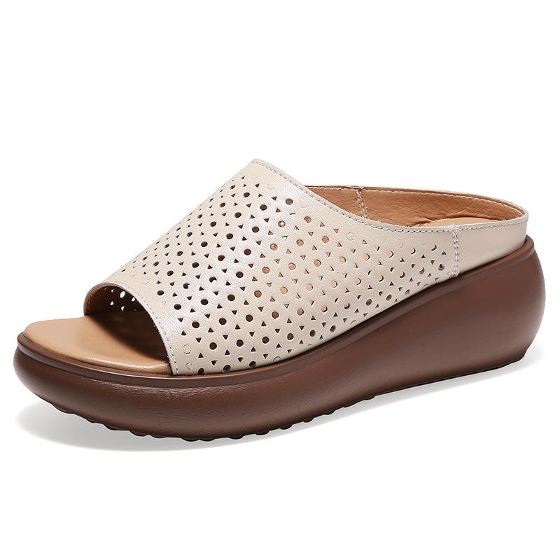 2025 Лето Новые Женские Туфли Модные Сандалии Из Натуральной Кожи Женские Тапочки Нескользящие Удобные Летние Тапочки Для Мам