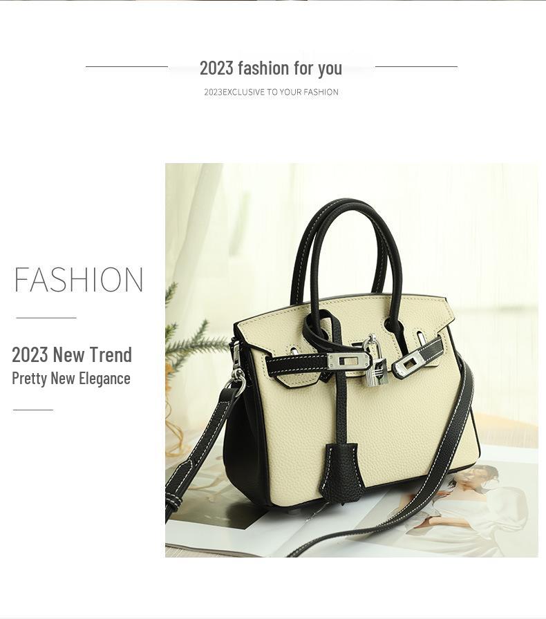Lychee Pattern Platinum Leather Fashion Handbag - Large Shoulder Bag for Women (2025)