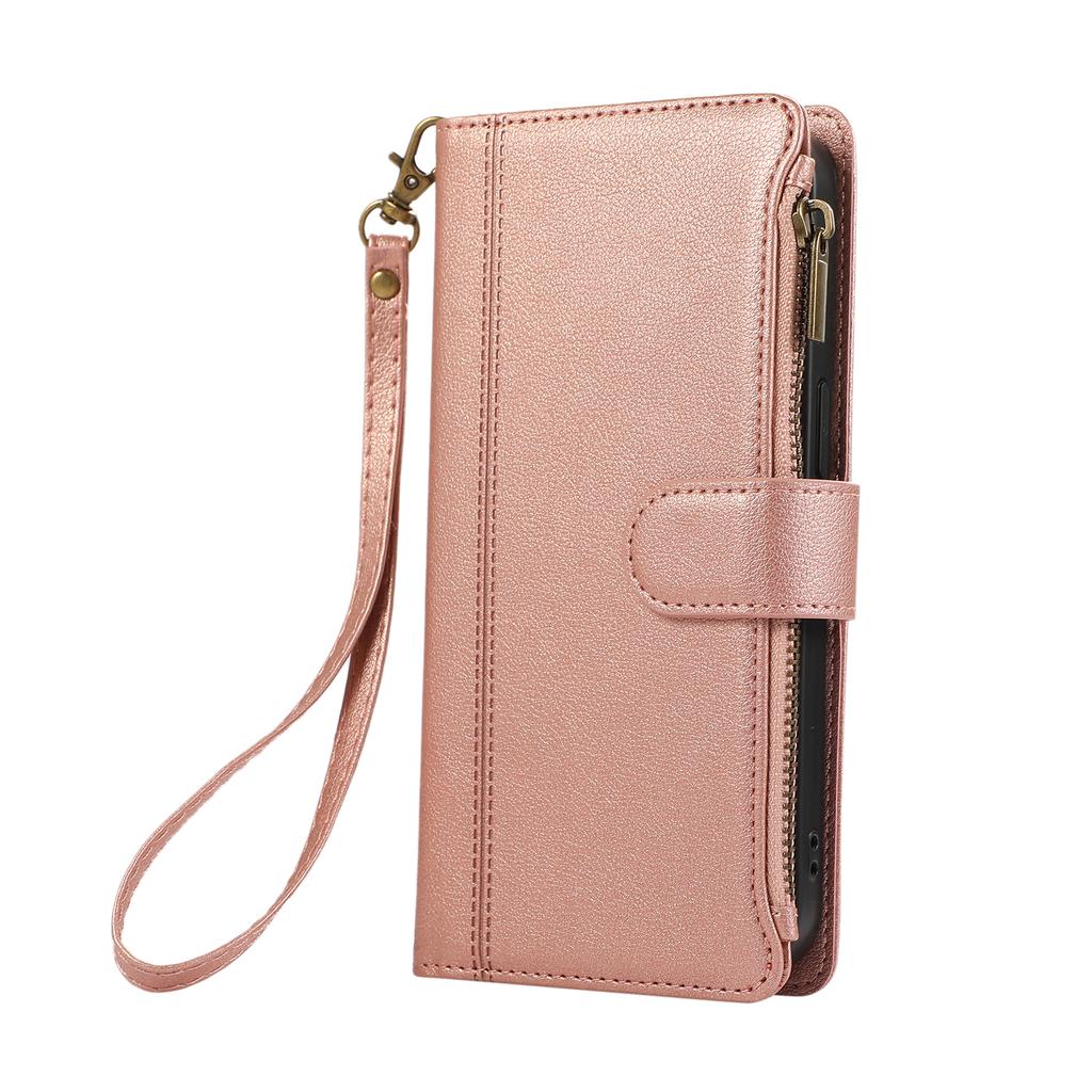 For Xiaomi 15 Case Multi Card Slots Zipper Leather Phone Cover with Shoulder Strap/Wrist Strap