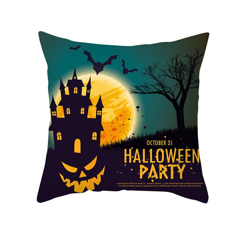 Halloween Cartoon Skull Spider Demon Bat Decorative Pattern Pillow Case Bedroom Living Room Sofa Cinema Garden Throw Pillow Case
