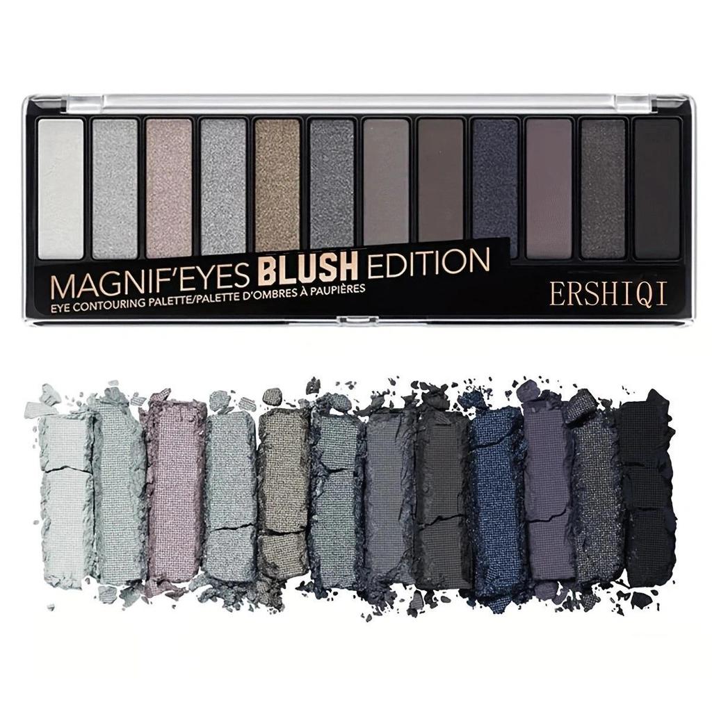 ErshiQI 12-цветная палитра теней для век: Перламутровые, матовые и мелко блестящие тени