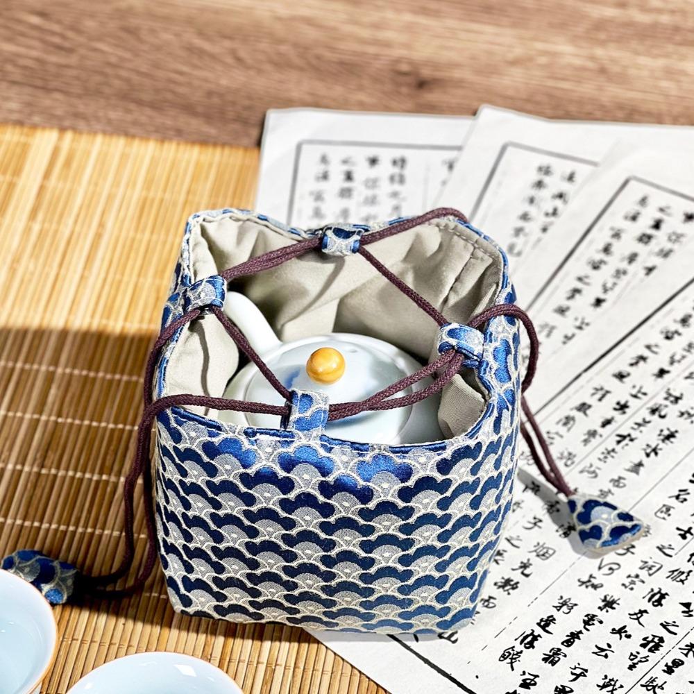 Мешочек на кулиске из ткани в китайском стиле, вышитая парчовая сумка, органайзер для чайного набора, для путешествий