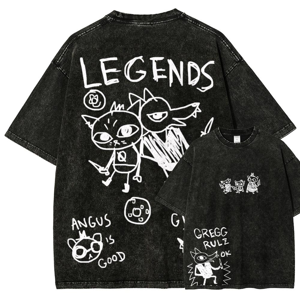 night in the woods Washed T-shirt 2026 New Model personality Clothes shirt Year round clothing Retro Loose Oversized Plus Size Unisex