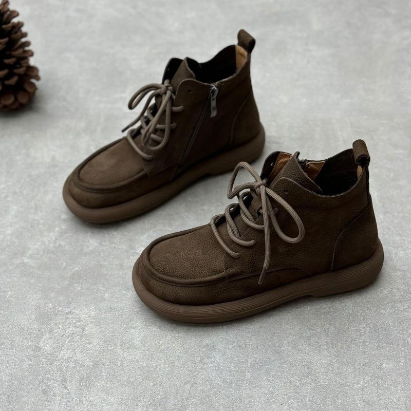 Короткие ботинки из натуральной кожи с круглым носком и плоским дном, повседневные ботинки Martin из мягкой коровьей кожи