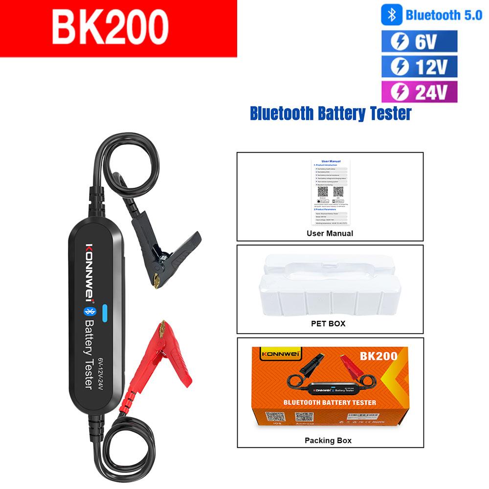 2025 New KONNWEI BK100 BK200 6V 12V 24V Bluetooth 5.0 Car Truck Battery Tester waveform Monitor 100-2000 CCA Charging Cranking d