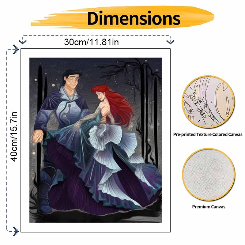 Disney Little Mermaid Ariel Prince Eric oil paint by numbers painting kit handmade diy home decor gifts wall art canvas painting 130