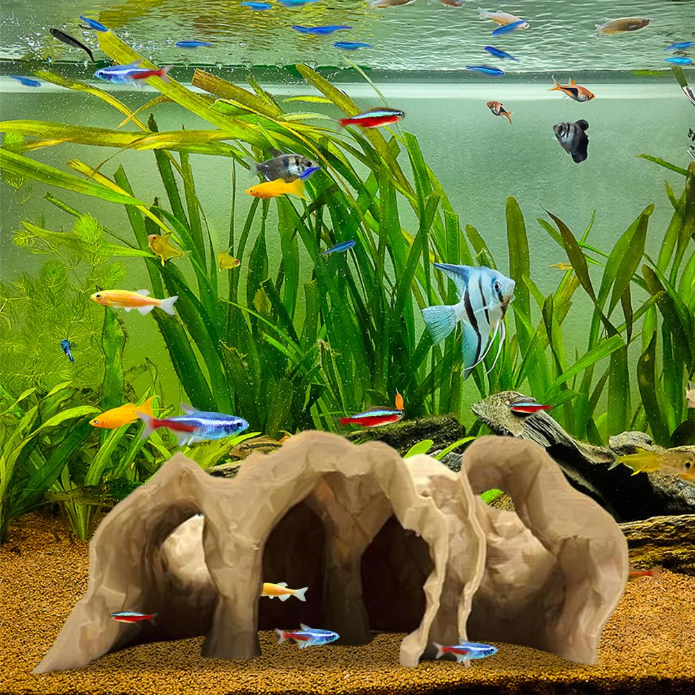 3D Printed Fish Tank Accessories Underground Tunnel Cave Bowl Hide Decoration for Cherry Shrimp Chili Rasbora Hermit Crab