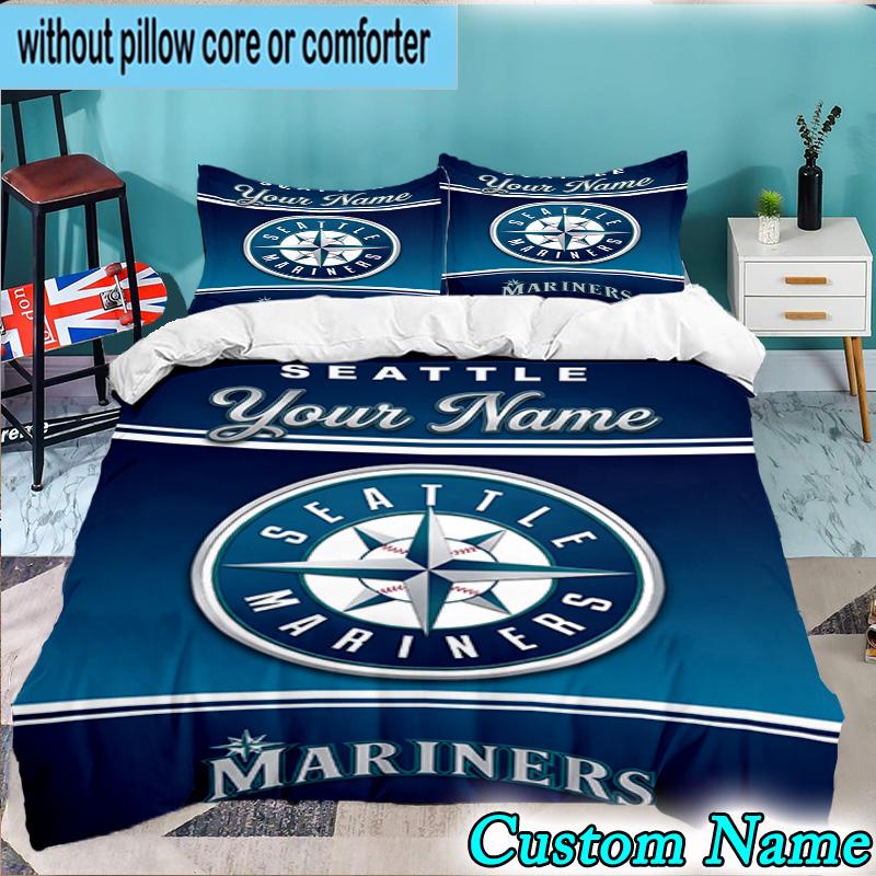 Custom Name 3PCS Seattle Logo Bedding Set,Including Duvet Cover And 2pcs Pillowcases Perfect for Bedroom,Dormitory,Fan Christmas gift