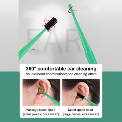 Силиконовый инструмент для чистки ушей с двойной головкой, спиральный тампон, инструмент для удаления ушной серы, палочки для чистки ушей