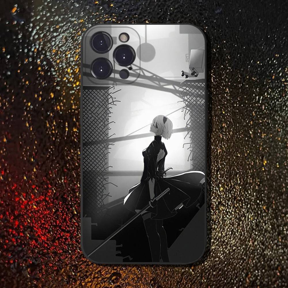 Чехол для телефона Nier Automata Для iPhone 16,15,14,13,12,11 Plus,Pro Max,XS,X,XR,SE,Mini,8,7, Мягкий силиконовый черный чехол