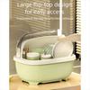 Large Capacity Dish Drainer With Roof Cover Plastic Multifunctional Dish Storage Rack with Drain Board Cupboard