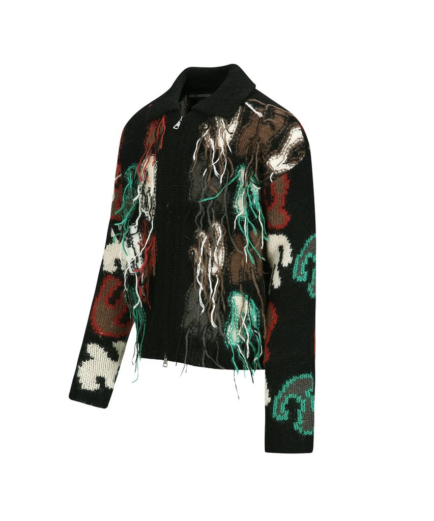 Adsb Andersson Bell Rainbow Intarsia Zip-Up Cardigan Atb1154M(Black)