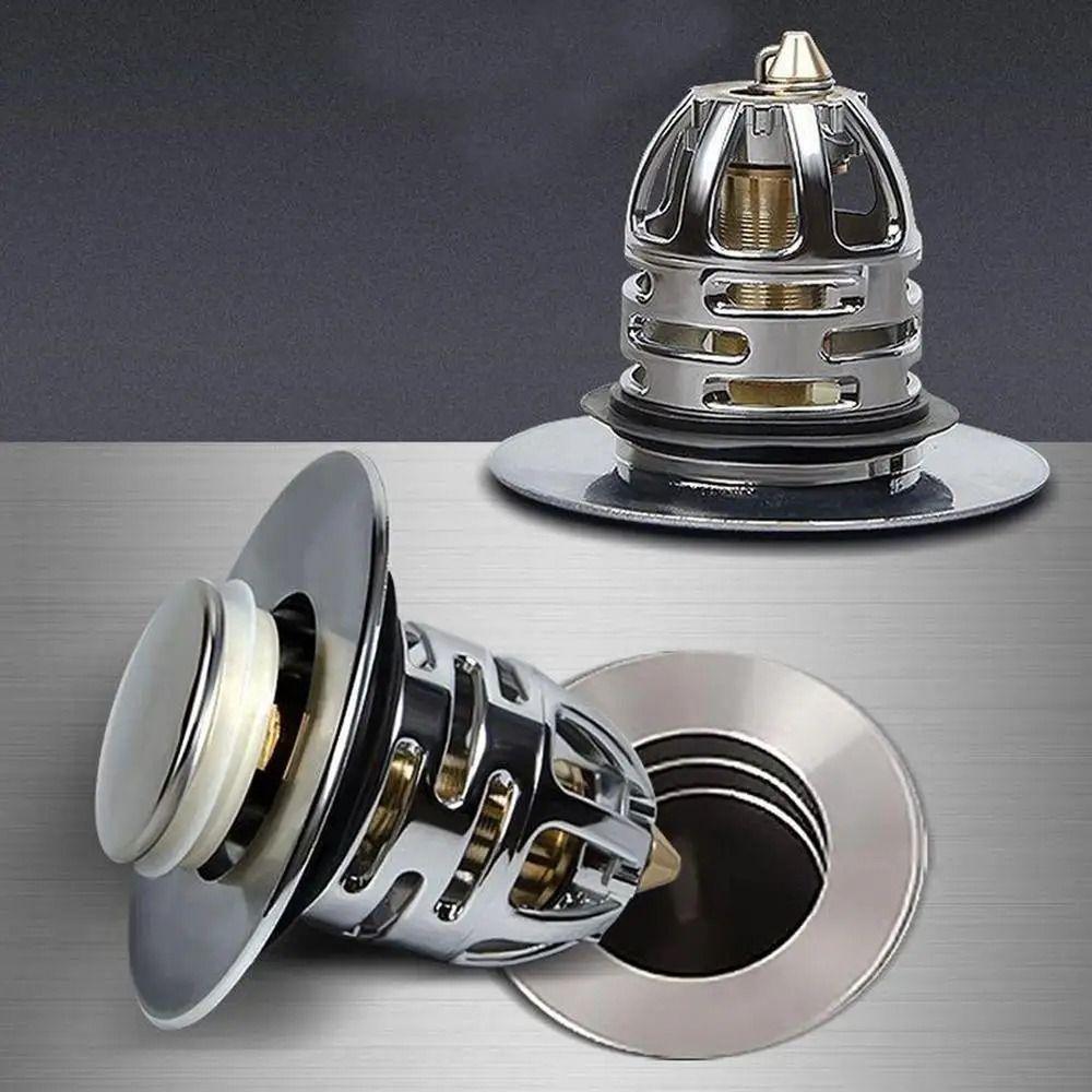 2Pcs Bounce Up Press Type Shower Sink Plug Plastic/Brass Core Wash Basin Stopper New Drain Filter