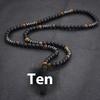 Natural Stone Africa Turquoise And Tiger-Eye Beads Cross Pendant Necklace Rosary For Men And Women