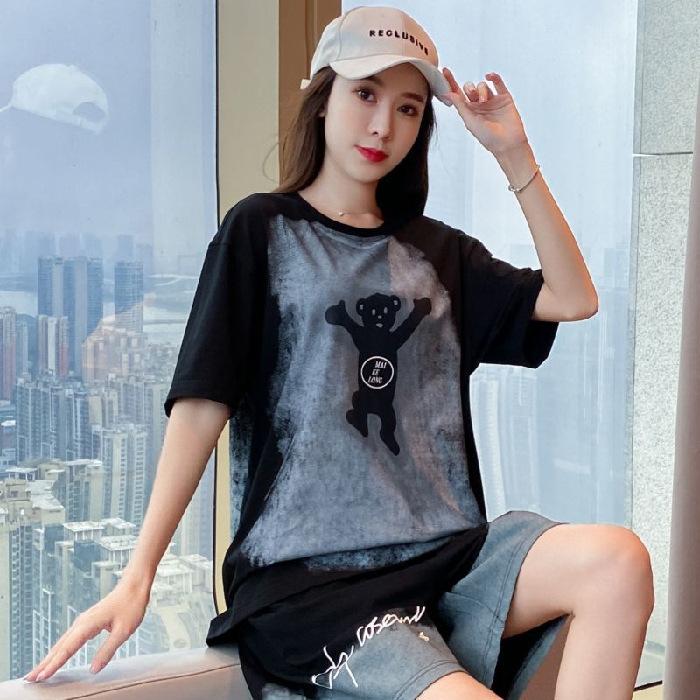 Омолаживающий спортивный костюм для женщин в летней моде, стильный и модный, повседневные шорты, большой размер, комплект из двух предметов