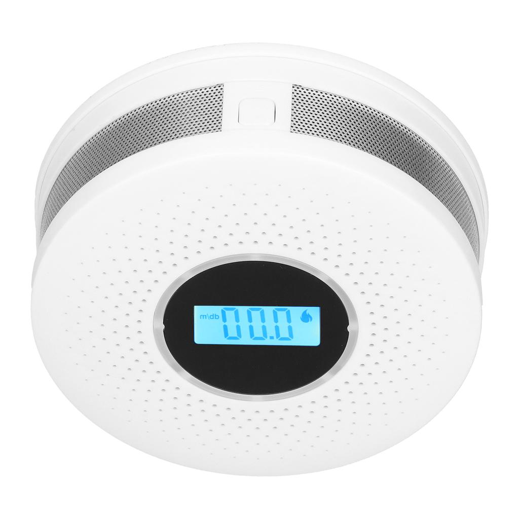 CO Smoke Combination Detector Photoelectric Sensor Sound Light Alarm LCD Display Safety Alert