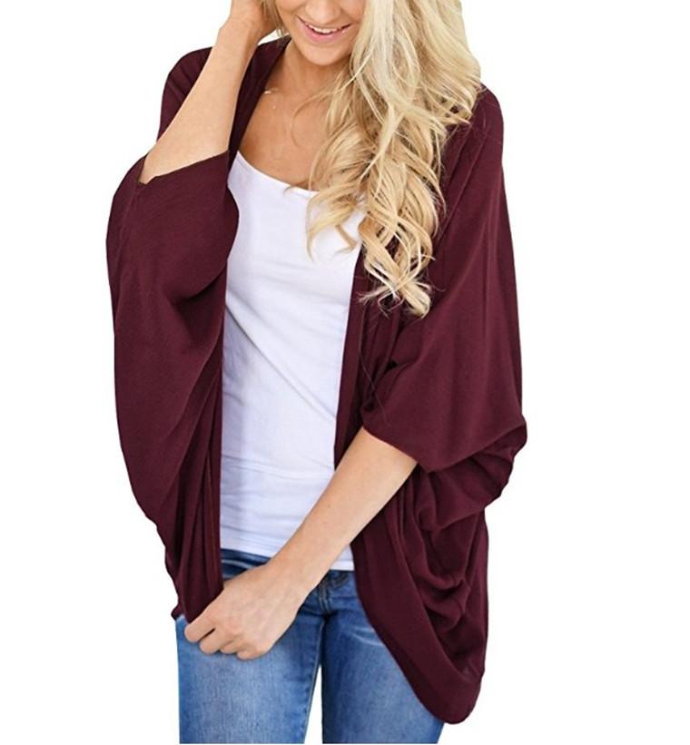 GMXIA Women's Fashion Casual Autumn Winter Solid Color Print Long Sleeve Cardigans