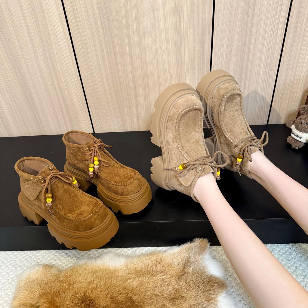 British Style Women's Fashionable Versatile Heightening Arch Support Comfortable Soft Elastic Shock-absorbing Non-slip Casual Martin Boots