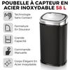 Poubelle Automatique en Acier Inoxydable avec Fermeture Automatique en Douceur - Tower T80900 - 58 L - Noir