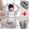 Kigurumi For Kids Children Totoro Pajamas Winter Flannel Warm Sleepwear Boys Girls Animal Onesies Jumpsuits With Shoes Gloves Gray