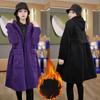 Autumn and Winter Women's Large Size Plus Thin Corduroy In The Long Loose Warm Buttons Simple Versatile Thin Outerwear