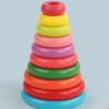 Деревянная башня-штабелер. Практичные гладкие игрушки для координации рук и глаз, кольца для 3 человек.