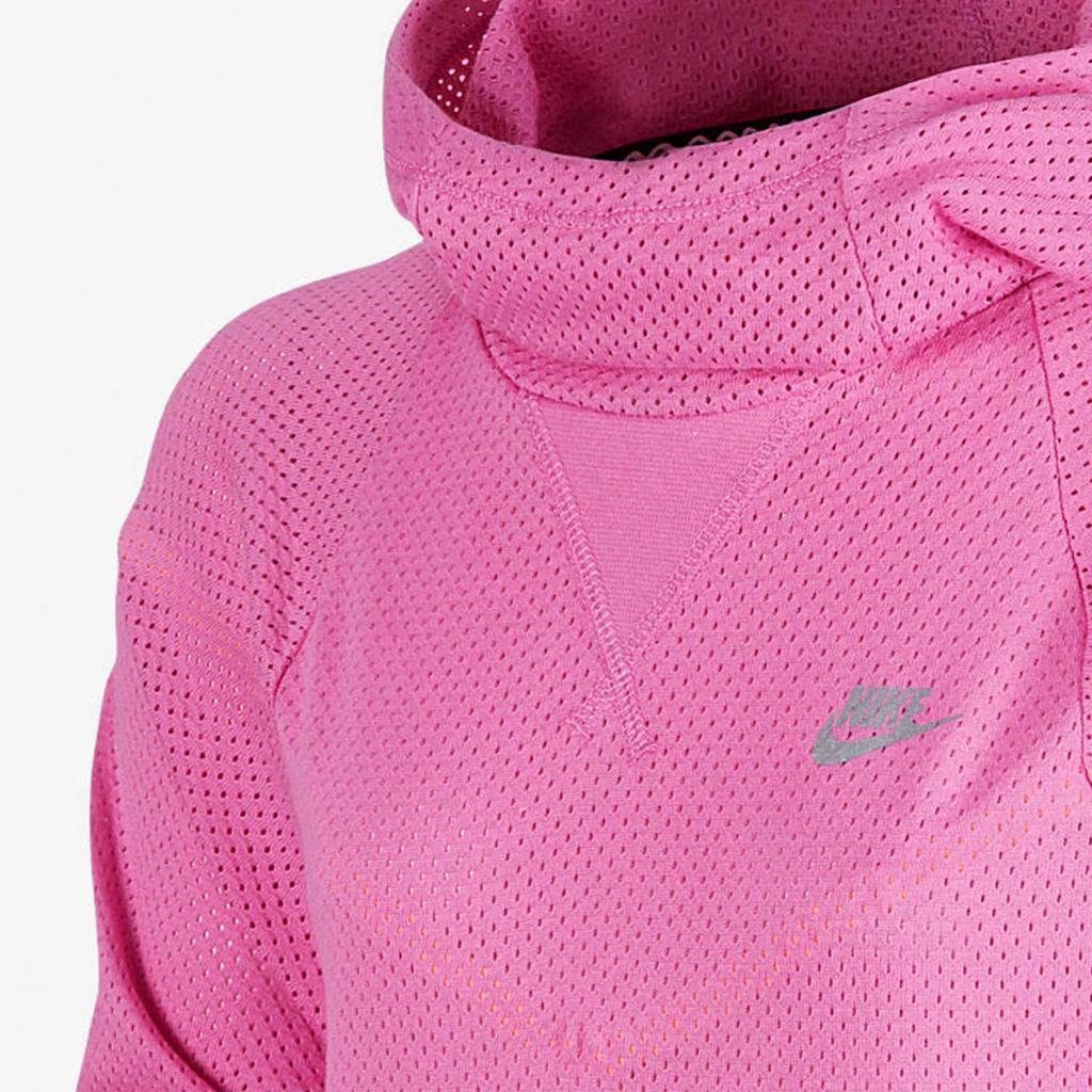 Nike Solid Color Logo Print Hooded Long Sleeve Sweatshirt Kids Tops Pink 589010-555