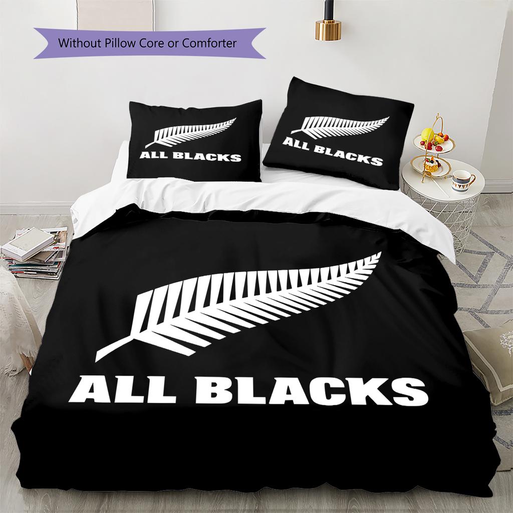 Постельное белье с узором регби All Blacks, Декор для дома, Подарок на день рождения (1 пододеяльник + 2 наволочки, без наполнителя)