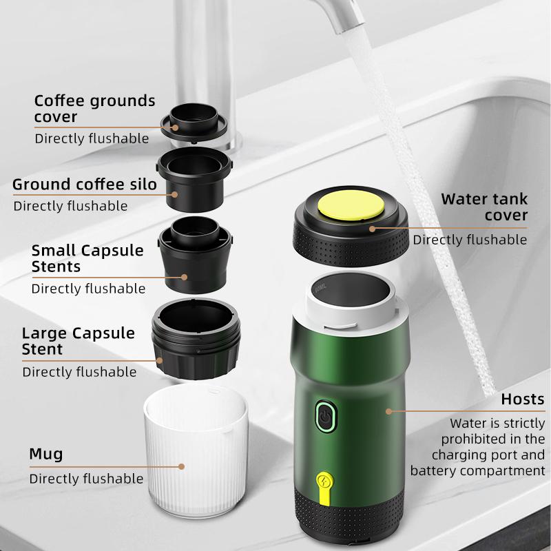 Multi functional Portable Electric 3in1 Capsule Powder Travel Coffee Maker Coffee Machine Italian Espresso Machine for Car Home
