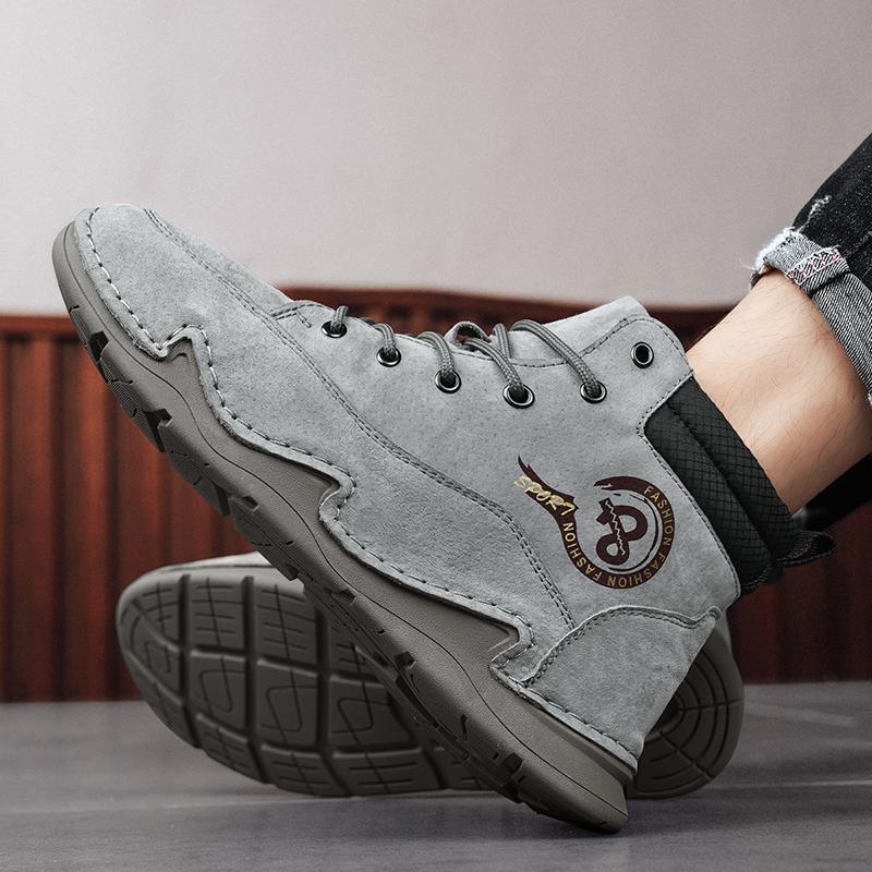 Мужские высокие кожаные туфли на шнуровке повседневные кроссовки размера плюс 39-46